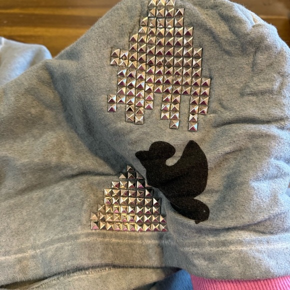 Free city We are All broken Hearted Gray Distressed Studded Hoodie Pullover L - Picture 9 of 10